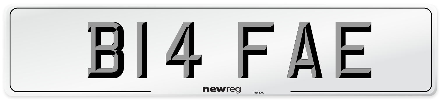 B14 FAE Number Plate from New Reg